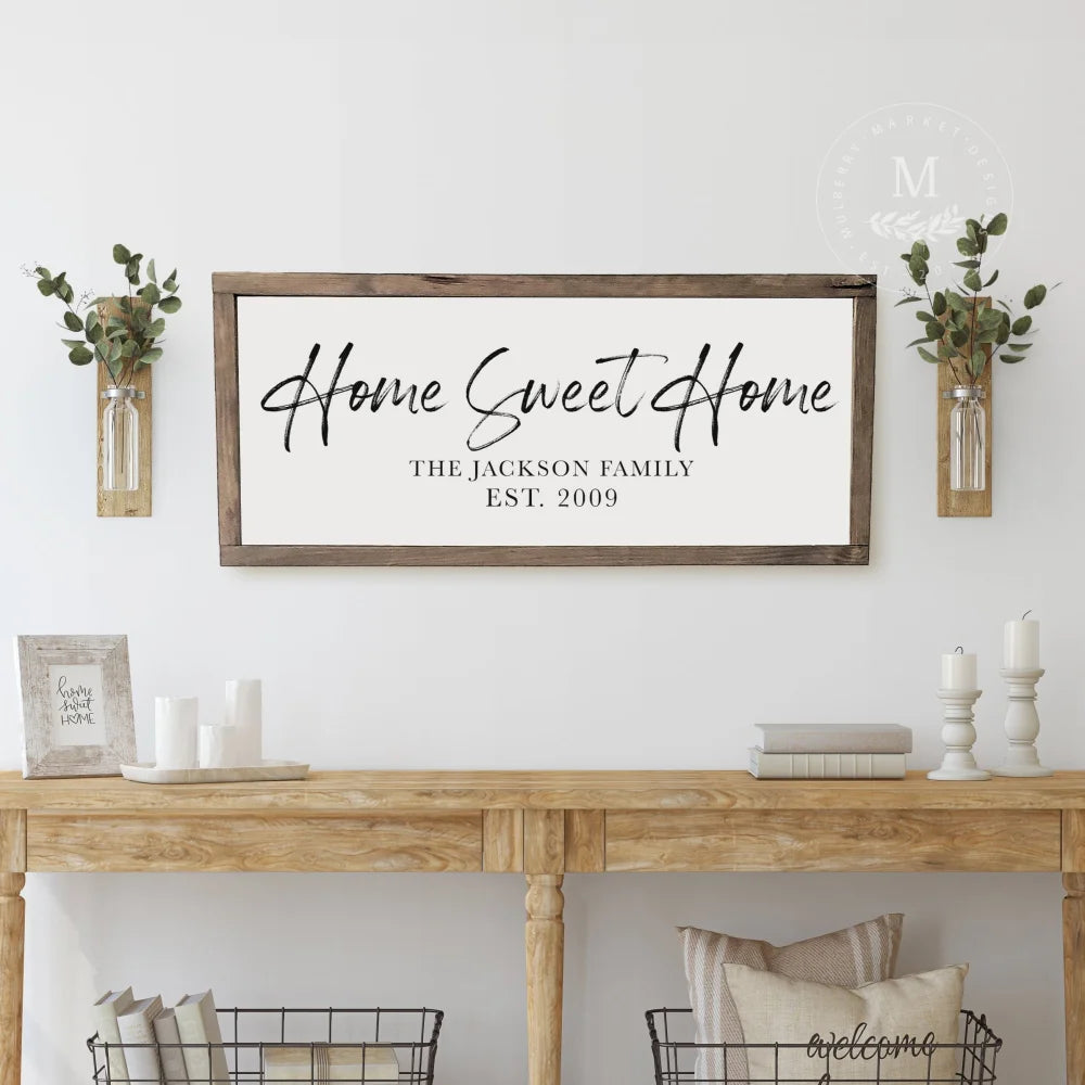 Home Sweet Wood Framed Personalized Sign