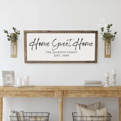Home Sweet Wood Framed Personalized Sign