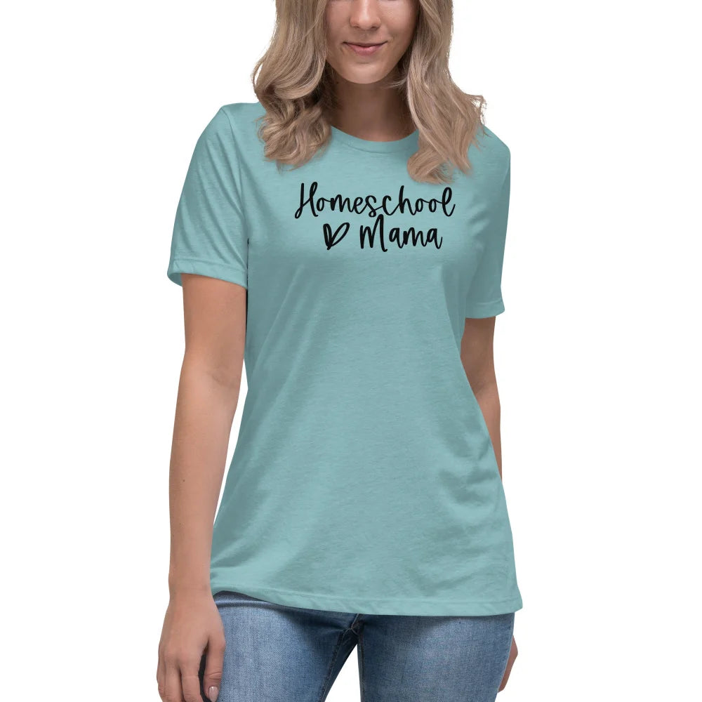 Homeschool Mama T Shirt Heather Blue Lagoon / S