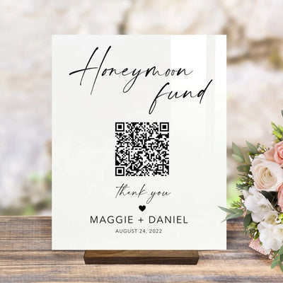 Honeymoon Fund Acrylic Wedding Sign - Mulberry Market Designs