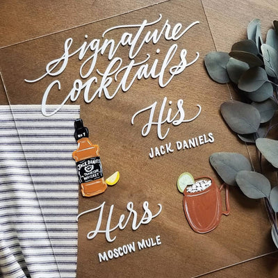 Dog Acrylic Wedding Signature Drink Sign - Mulberry Market Designs