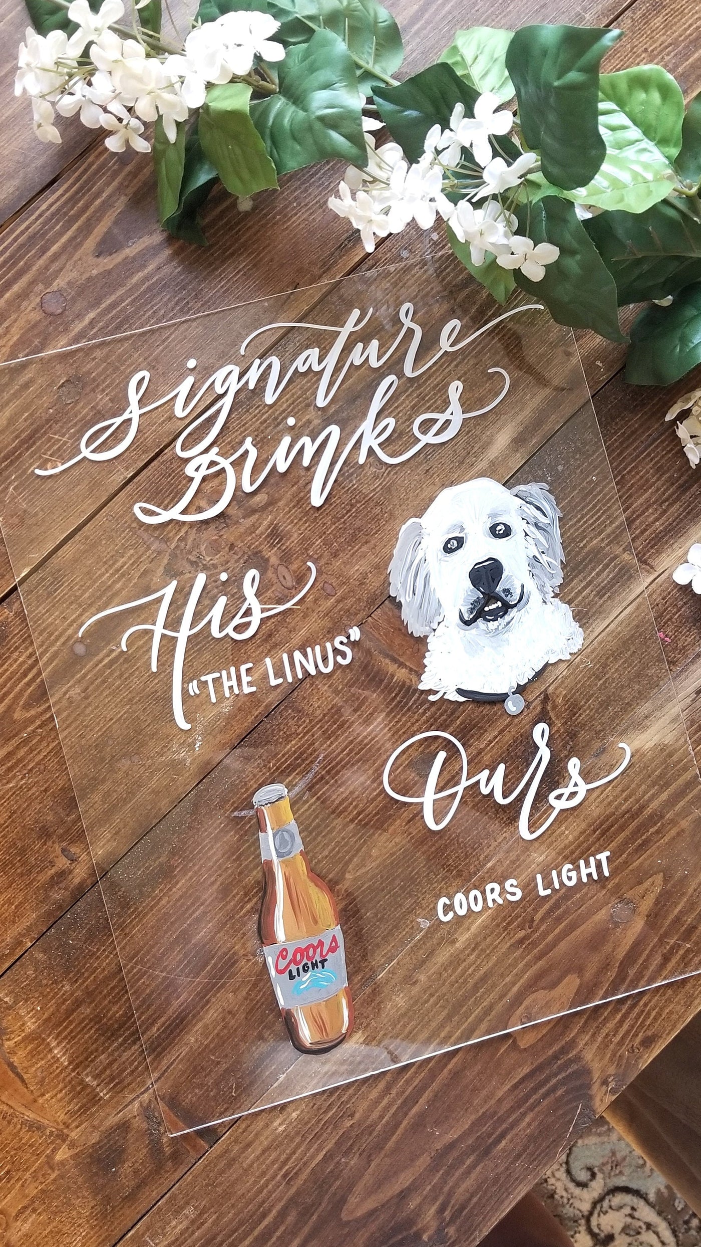 Dog Acrylic Wedding Signature Drink Sign - Mulberry Market Designs