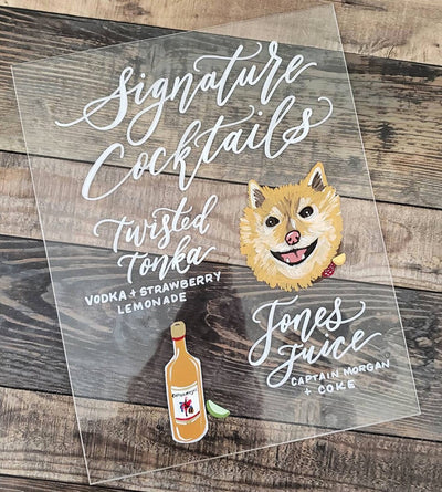 Dog Acrylic Wedding Signature Drink Sign - Mulberry Market Designs