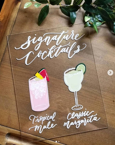 Dog Acrylic Wedding Signature Drink Sign - Mulberry Market Designs