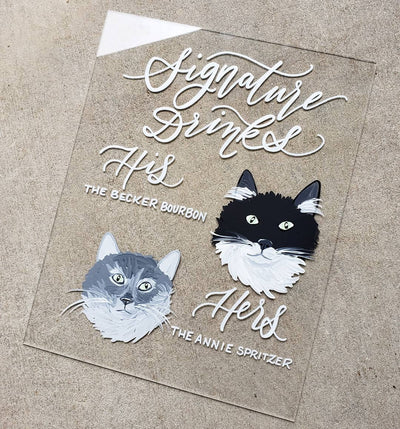 Dog Acrylic Wedding Signature Drink Sign - Mulberry Market Designs