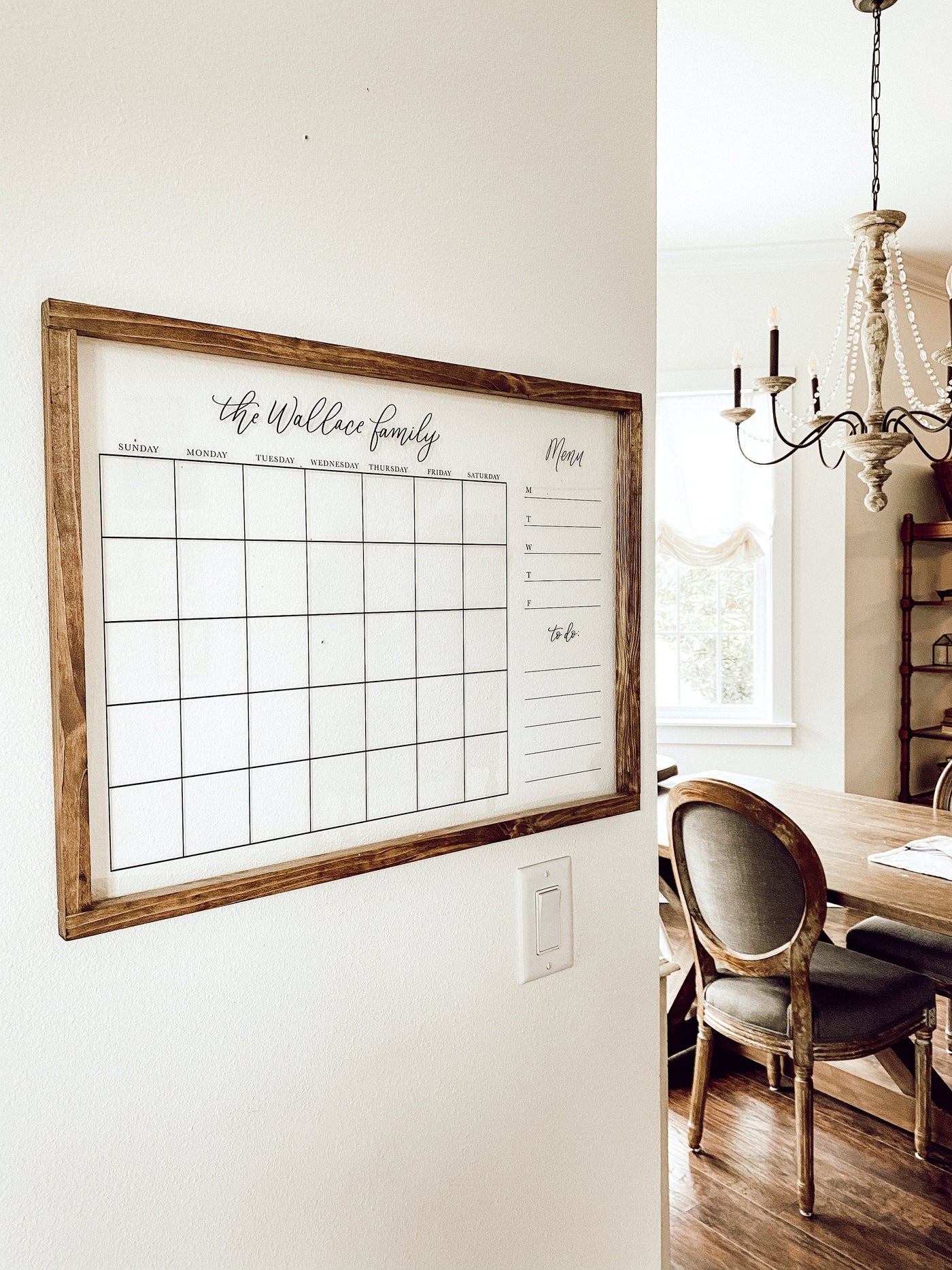 Personalized Wood Framed Acrylic Wall Calendar - Mulberry Market Designs