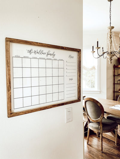 Personalized Wood Framed Acrylic Wall Calendar - Mulberry Market Designs