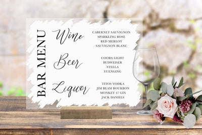 Brushed Acrylic Bar Menu Sign - Mulberry Market Designs