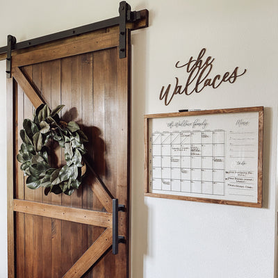 Personalized Wood Framed Acrylic Wall Calendar - Mulberry Market Designs