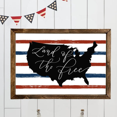 Patriotic Land of the Free | Wood Americana Sign - Mulberry Market Designs