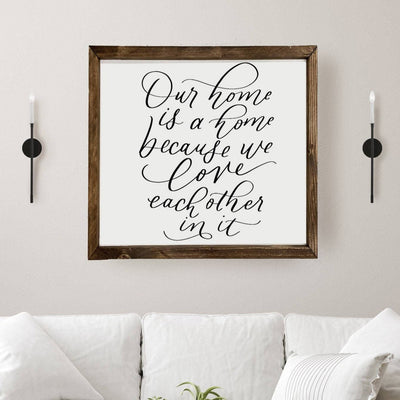 Our Home is a Home | Living Room Wood Framed Sign - Mulberry Market Designs