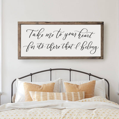 Take me to your heart | Wood Framed Sign - Mulberry Market Designs