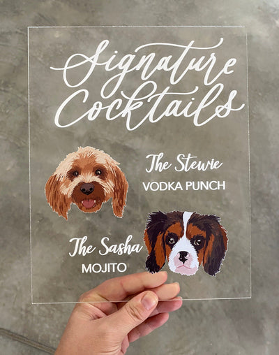 Dog Acrylic Wedding Signature Drink Sign - Mulberry Market Designs