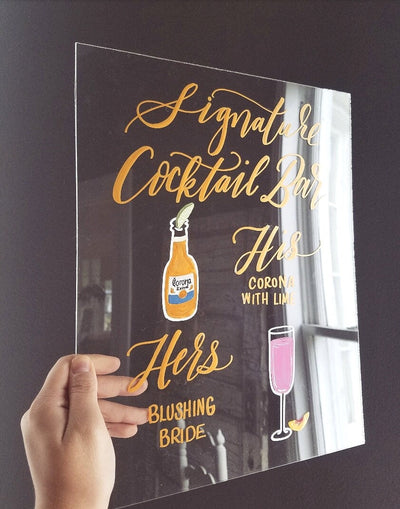 Acrylic Wedding Signature Drink Sign - Mulberry Market Designs