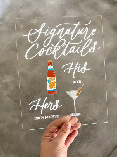 Acrylic Wedding Signature Drink Sign - Mulberry Market Designs