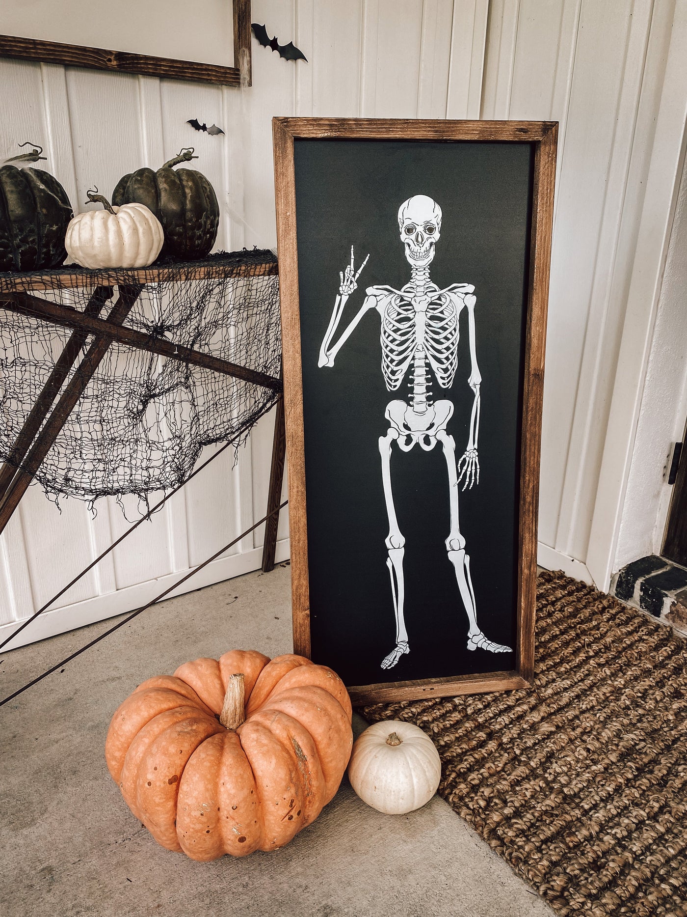 Skeleton Halloween Sign | Wood Framed Sign - Mulberry Market Designs