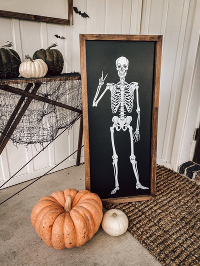 Skeleton Halloween Sign | Wood Framed Sign - Mulberry Market Designs