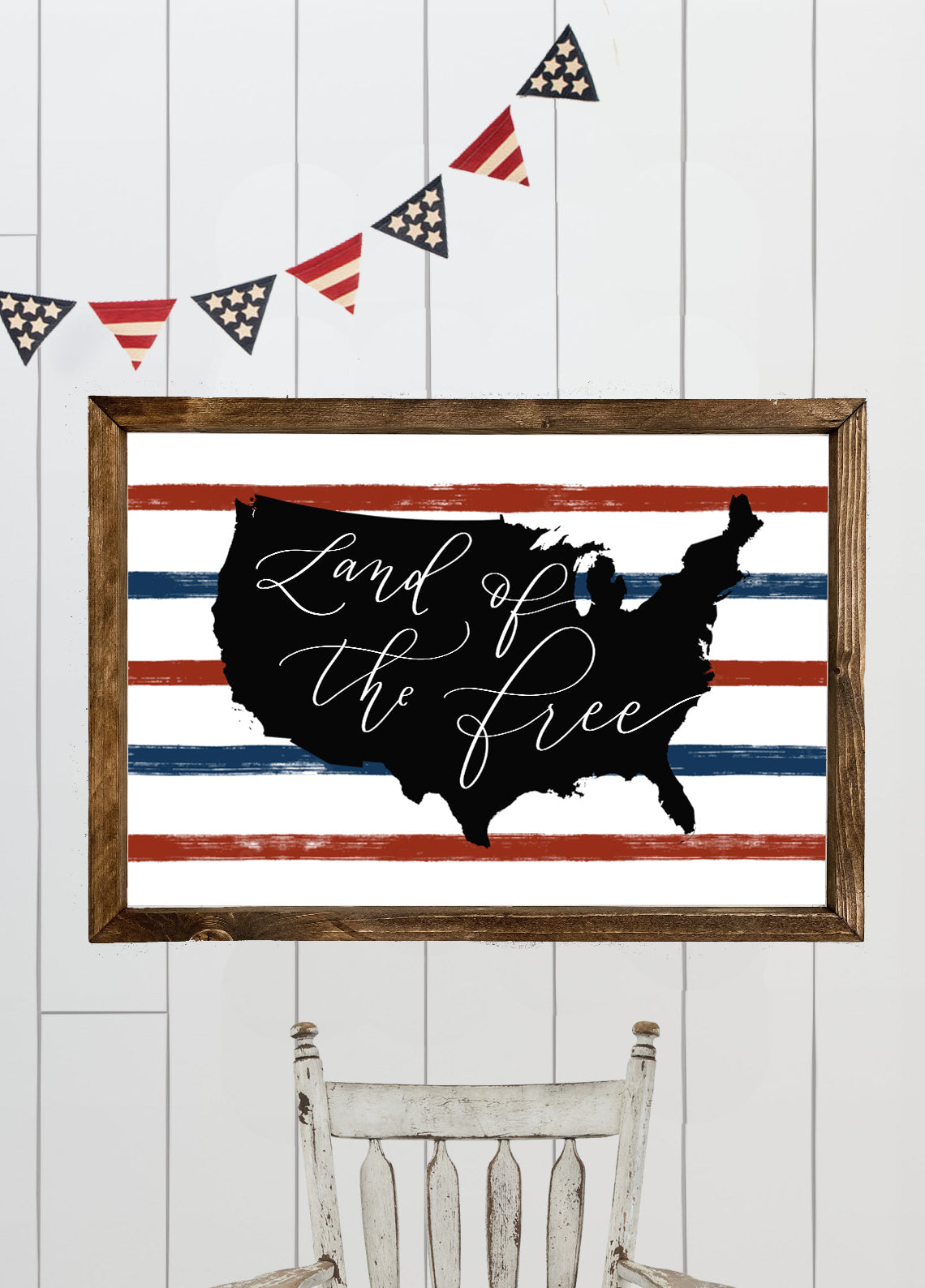 Patriotic Land of the Free | Wood Americana Sign - Mulberry Market Designs