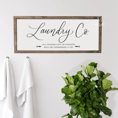 Laundry Co. All Change | Wood Room Sign Wood Framed Sign