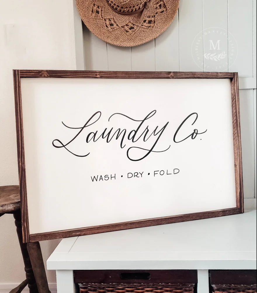 Laundry Co. | Farmhouse Room Sign Wood Framed Sign