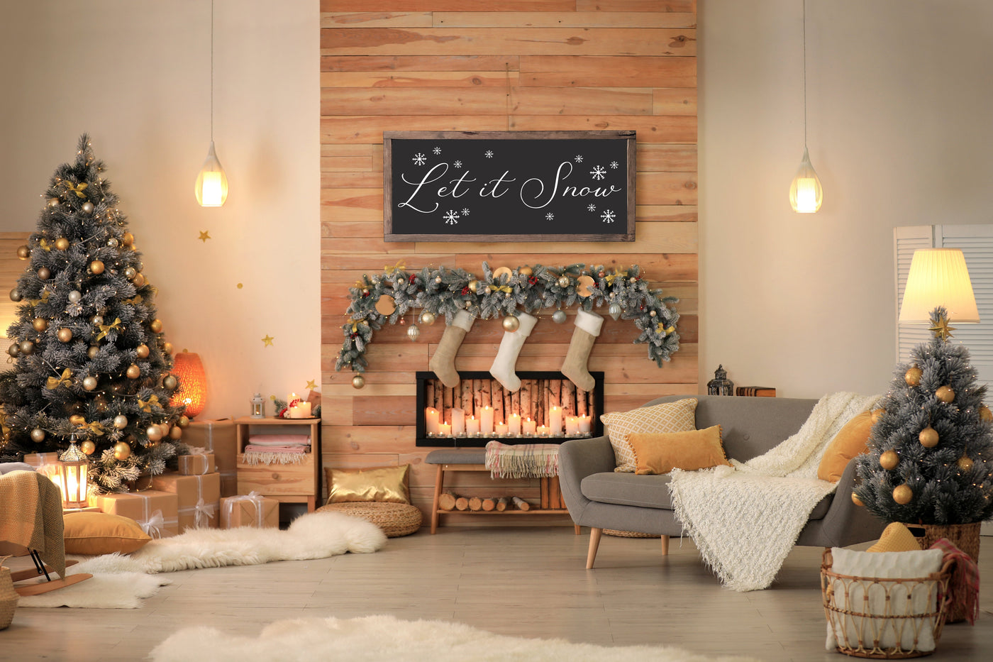Let it Snow | Wood Christmas Sign - Mulberry Market Designs