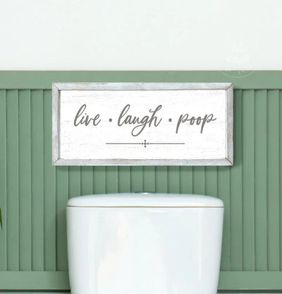 Live Laugh Poop Funny Wood Bathroom Sign