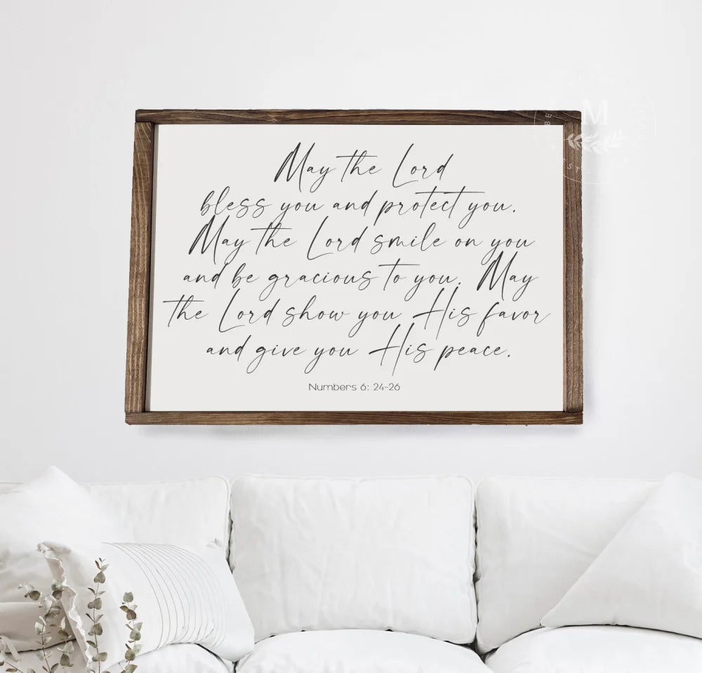 May The Lord Calligraphy | Bless You Scripture Wall Framed Sign
