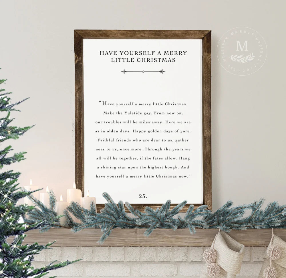 Merry Christmas Book Page Sign Wood Framed Sign