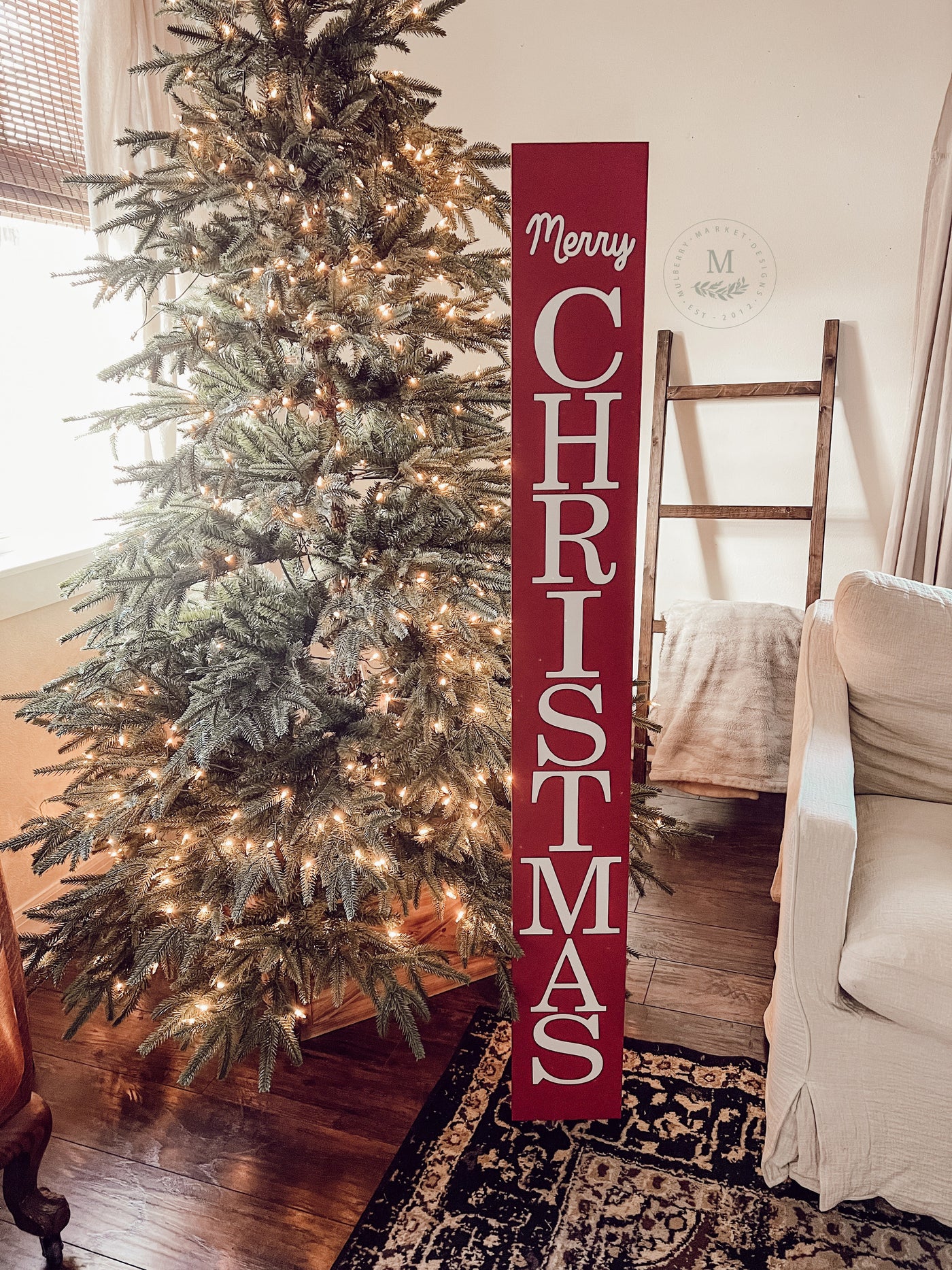 Merry Christmas Leaning Porch Sign - Mulberry Market Designs