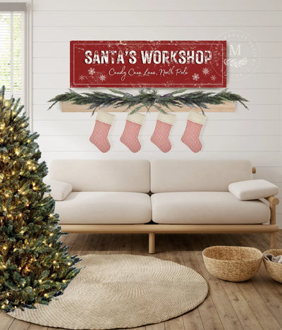 Metal Santas Workshop Christmas Sign