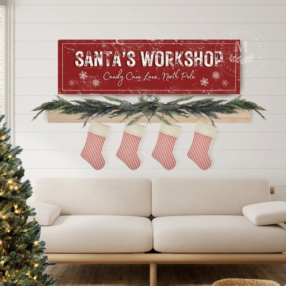 Metal Santas Workshop Christmas Sign
