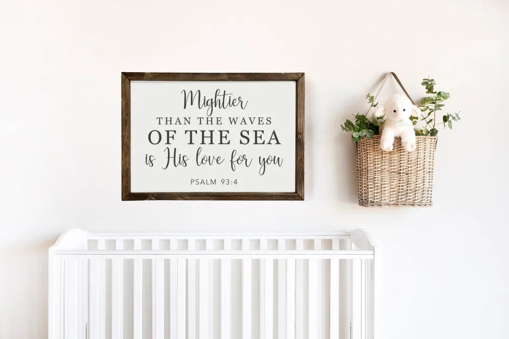 Mightier Than The Waves Of The Sea | Christian Wall Art Wood Framed Sign