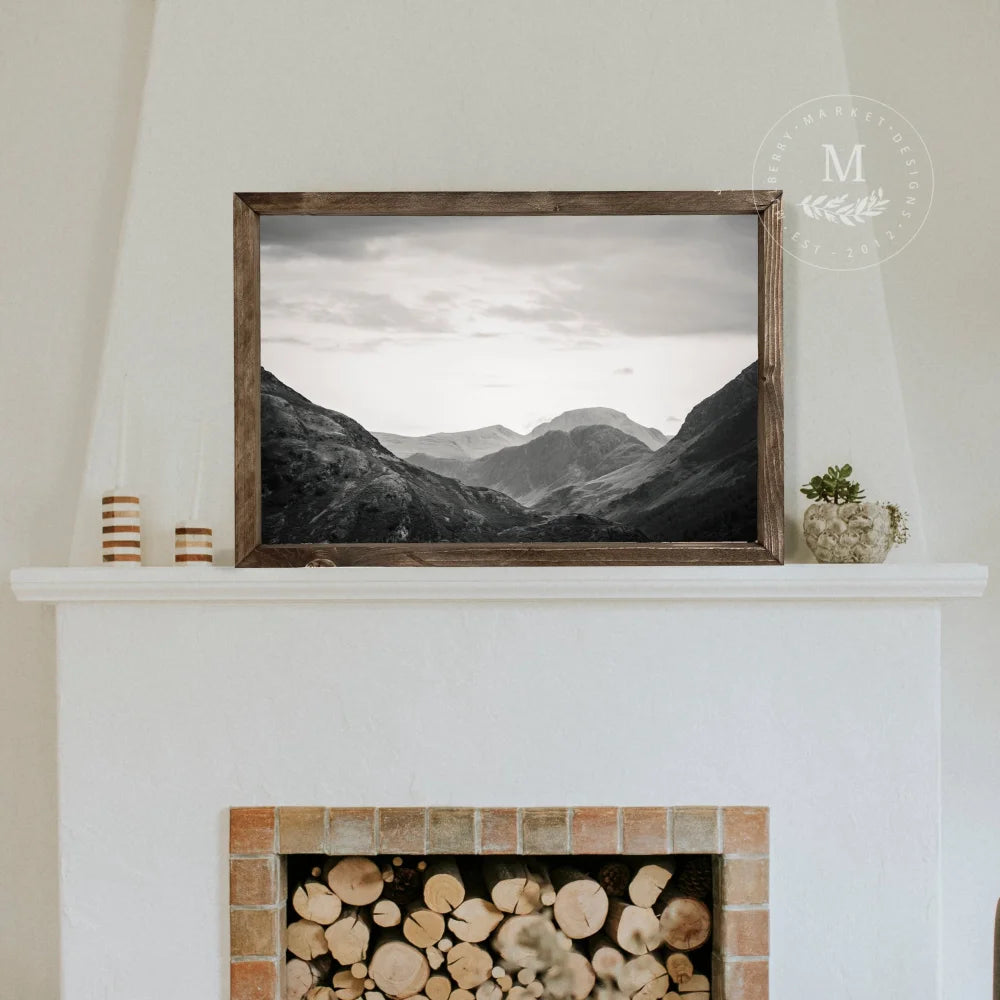 Mountain Valley Landscape Framed Art Print Wood Framed Sign