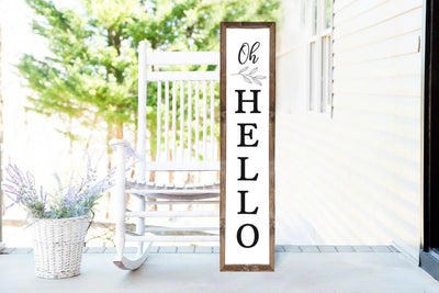 Oh Hello Welcome Wood Framed Porch Sign