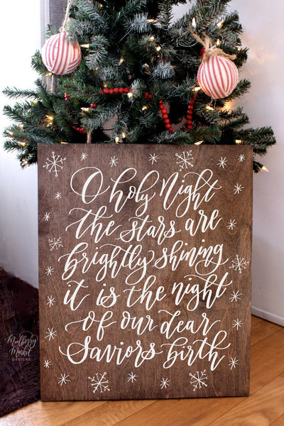 Wooden Oh Holy Night Christmas Sign - Mulberry Market Designs