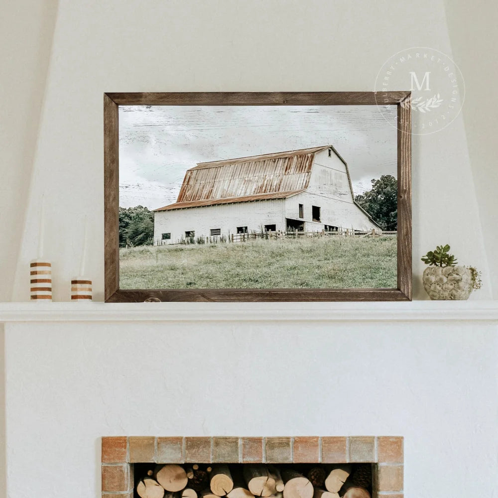 Old Rustic Barn Framed Art Print 20X16 / Walnut Wood Framed Sign