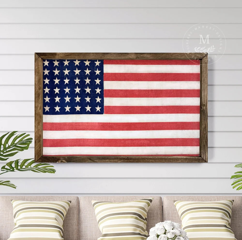 Patriotic American Flag | Wood Framed Sign Wood Framed Sign