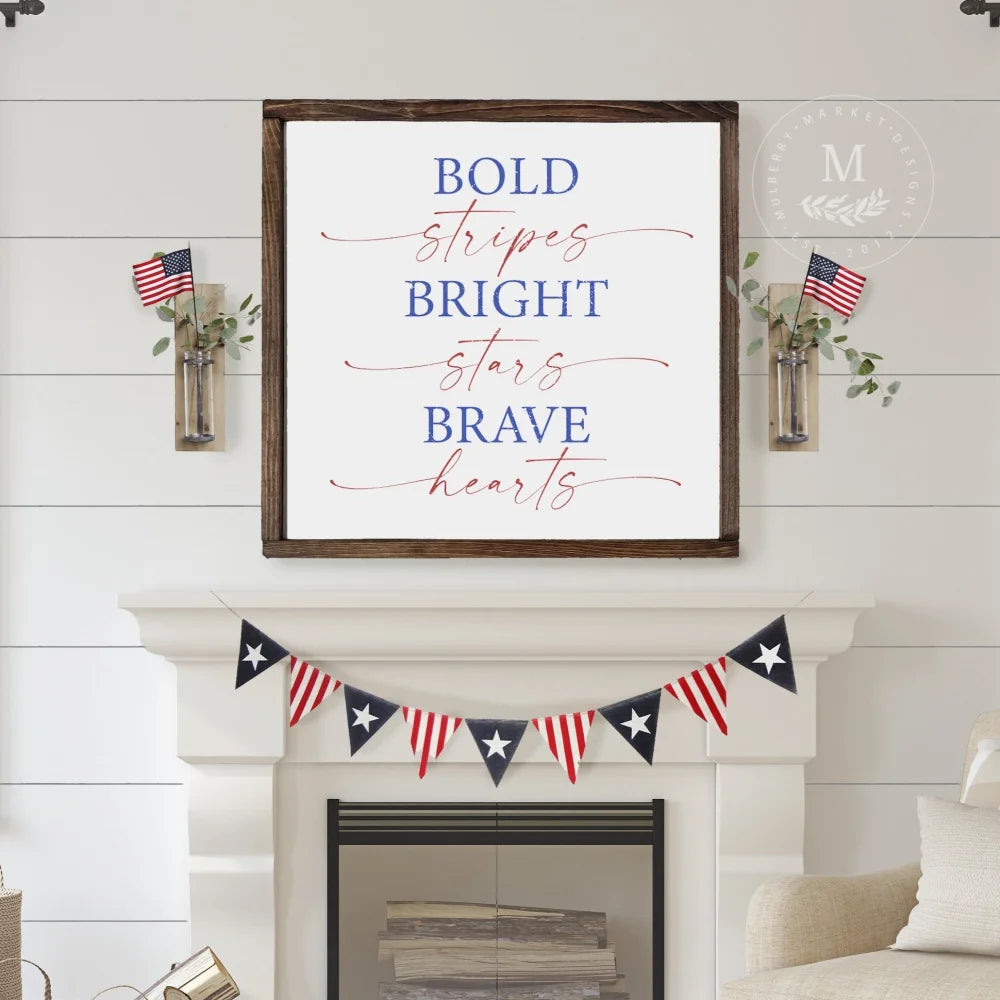 Patriotic Bold Stripes Bright Stars | Americana Sign