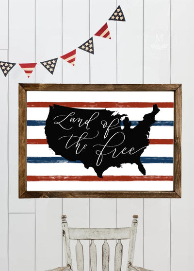 Patriotic Land Of The Free | Wood Americana Sign