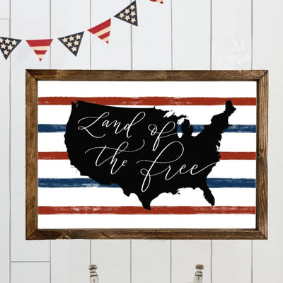 Patriotic Land Of The Free | Wood Americana Sign
