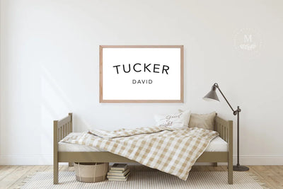 Personalized Baby Name Sign Minimalist Wood Wood Framed Sign