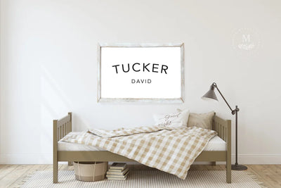 Personalized Baby Name Sign Minimalist Wood Wood Framed Sign