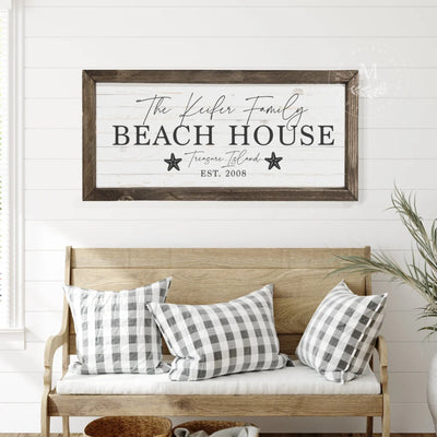 Personalized Beach House Signs Wood Framed Sign