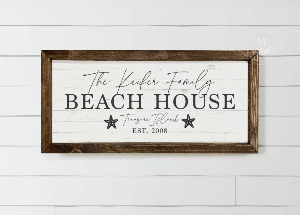 Personalized Beach House Signs Wood Framed Sign