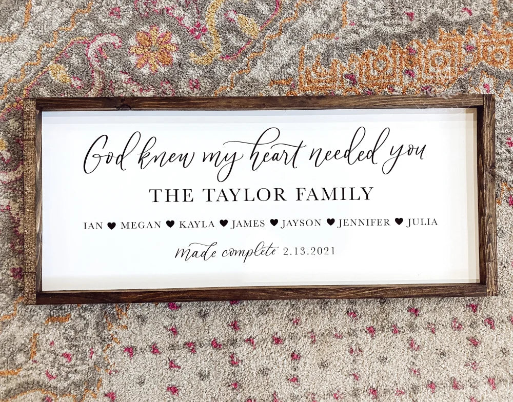 Personalized Blended Family Adoption Sign | Etsy Wood Framed Sign