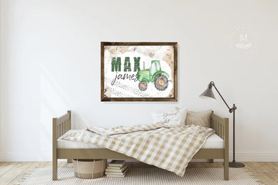 Personalized Boys Room Tractor Sign