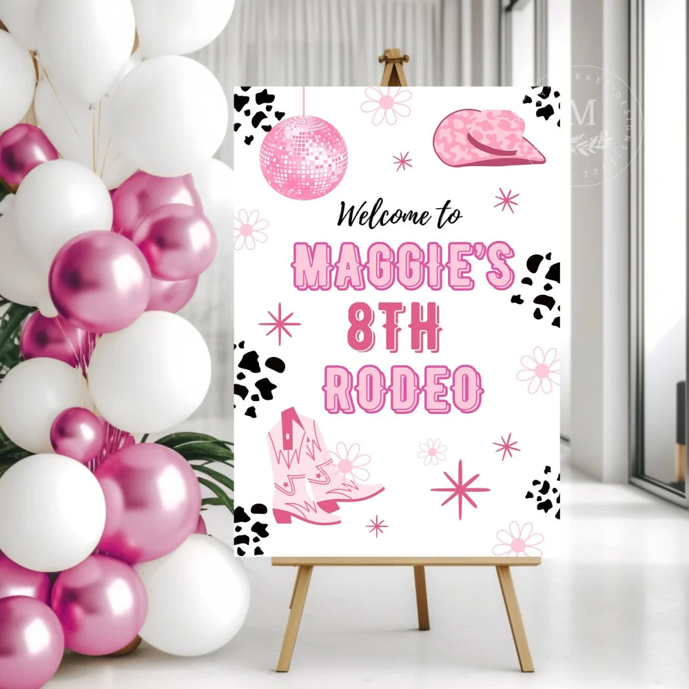 Personalized Cowgirl Rodeo Birthday Party Sign Acrylic