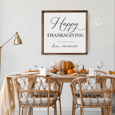 Personalized Happy Thanksgiving Wood Framed Sign