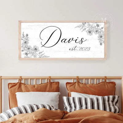 Personalized Last Name Sign Wood Framed Sign
