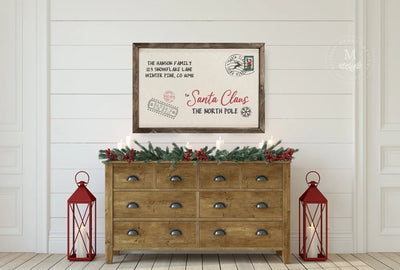 Personalized Letter To Santa Christmas Sign Wood Framed Sign